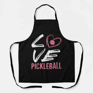 Love Pickleball Heart Pickle Ball Women Girls Kids Apron
