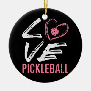 Love Pickleball Heart Pickle Ball Women Girls Kids Ceramic Ornament