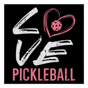 Love Pickleball Heart Pickle Ball Women Girls Kids Poster