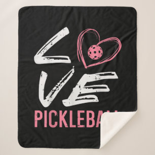Love Pickleball Heart Pickle Ball Women Girls Kids Sherpa Blanket