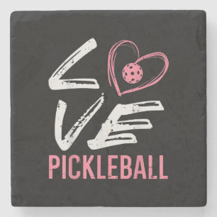 Love Pickleball Heart Pickle Ball Women Girls Kids Stone Coaster