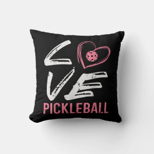 Love Pickleball Heart Pickle Ball Women Girls Kids Throw Pillow