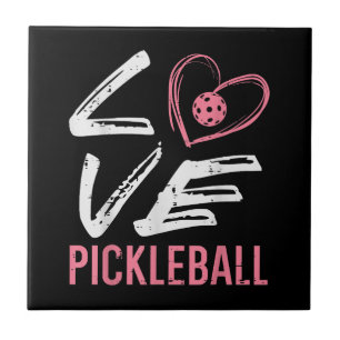 Love Pickleball Heart Pickle Ball Women Girls Kids Tile