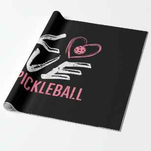 Love Pickleball Heart Pickle Ball Women Girls Kids Wrapping Paper