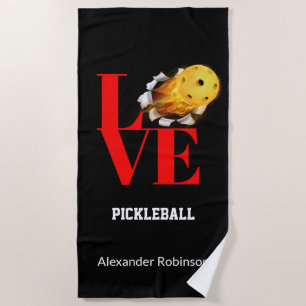 Love Pickleball Personalized Sports Beach Towel