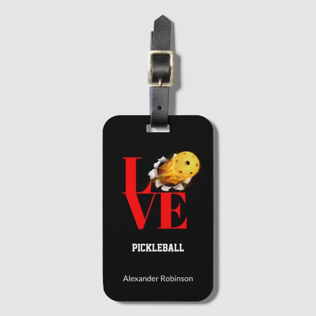 Love Pickleball Personalized Sports  Luggage Tag (Front Vertical)