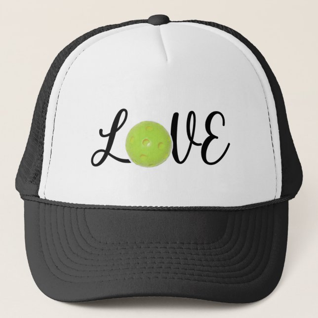 Love pickleball script trucker hat (Front)