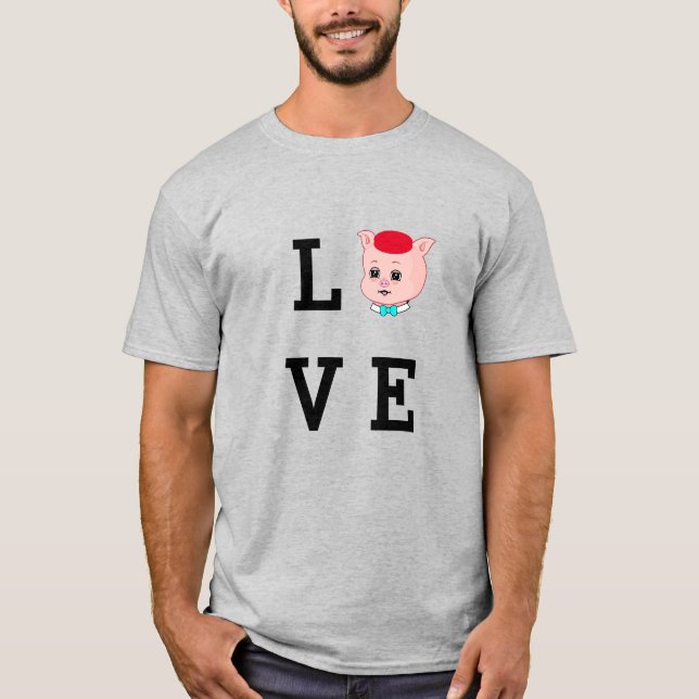 Love Pig Cartoon T-Shirt (Front)