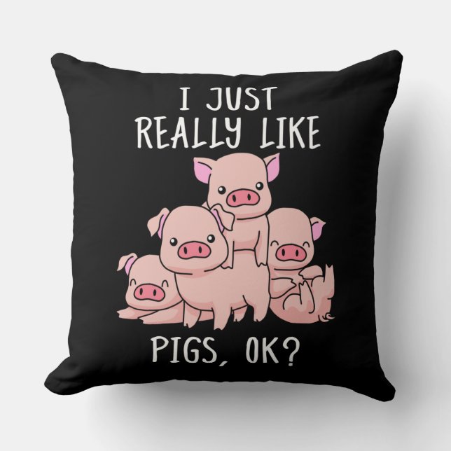 Love Pig Gift Women Pig Gifts Swine Cute Pig Throw Pillow (Front)