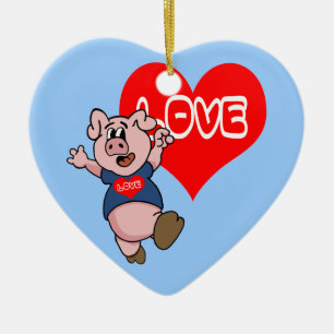 Love Piggy Ceramic Ornament