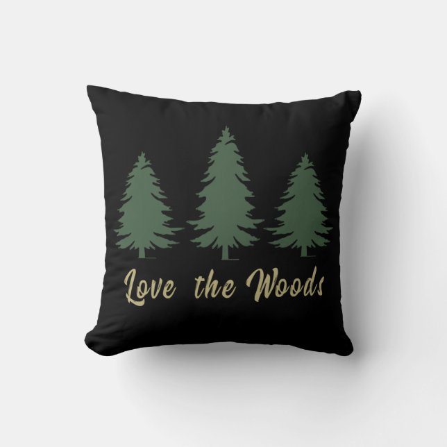 Love pine trees Woodland Throw Pillow (Front)