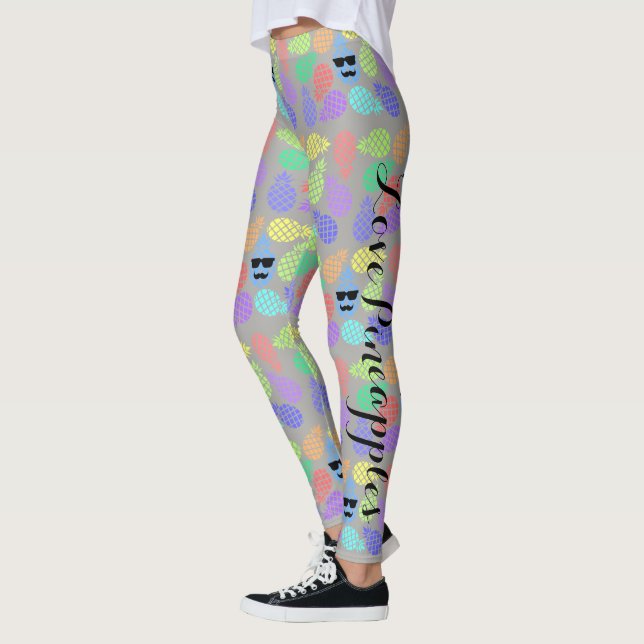 "Love Pineapple" Colourful Leggings (Left)
