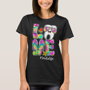 Love Pineapple Stethoscope Tie Dye Dental Life Sum T-Shirt