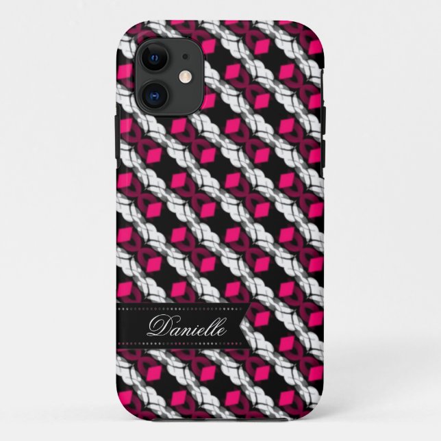 Love Pink Diamonds sur Motif noir iPhone 5 Coque (Dos)
