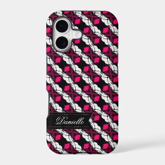 Love Pink Diamonds sur Motif noir iPhone 5 Coque