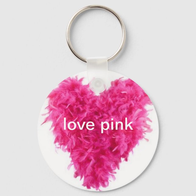 love pink feather boa keyring (Front)