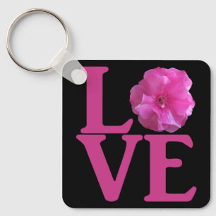 Love Pink Flower Classic Keychain