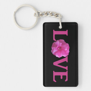 Love Pink Flower Keychain
