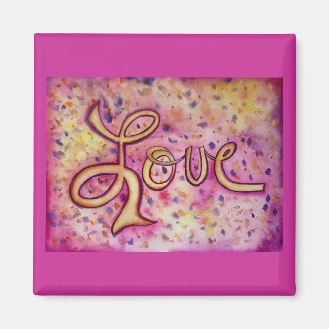 Love Pink Glamourous Art Inspirational Word Magnet (Front)
