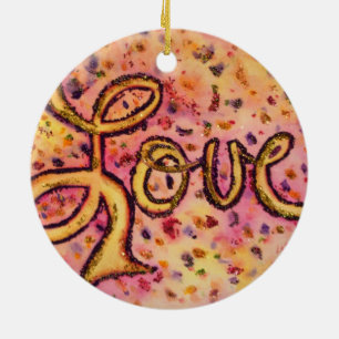 Love Pink Glamourous Glitter Word Ornaments