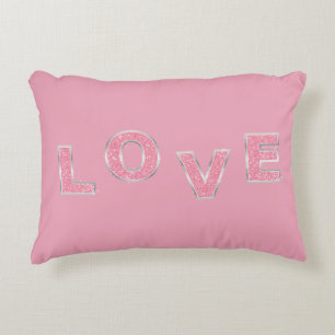 Love Pink Glitter Accent Pillow