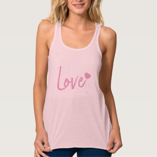Love-Pink Heart Text Design Tank Top