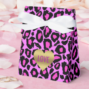Love Pink & Leopard Celebration Shower Party Favor Box