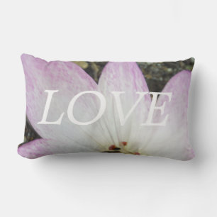 lOVE , Pink Lilly, flowers inspiration Lumbar Pillow