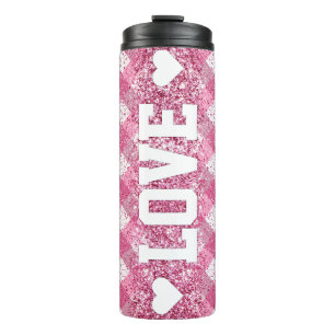 Love Pink Plaid Thermal Tumbler