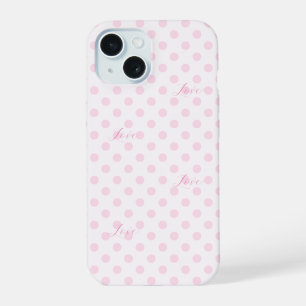 Love Pink Polka Dots Patterns iPhone 15 Case