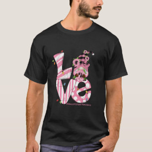 LOVE Pink Ribbon Breast Cancer Funny Gnome Christm T-Shirt