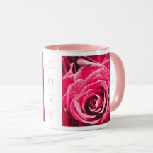 Love Pink Roses 11oz Two-Tone Mug Pink