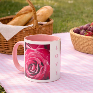 Love Pink Roses 11oz Two-Tone Mug Pink