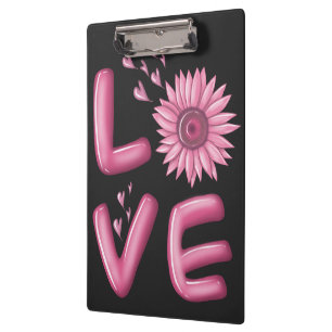 Love Pink Sunflower Clipboard