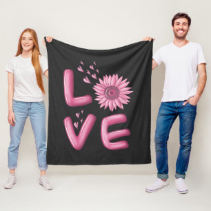 Love Pink Sunflower Fleece Blanket