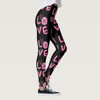 Love Pink Sunflower   Leggings