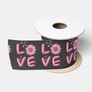 Love Pink Sunflower      Satin Ribbon