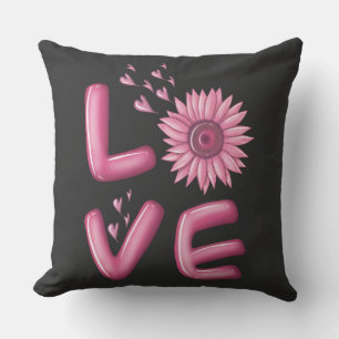 Love Pink Sunflower  Throw Pillow