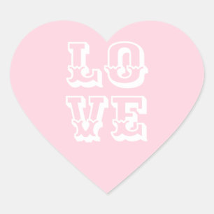 Love pink white modern fun typography cute heart sticker