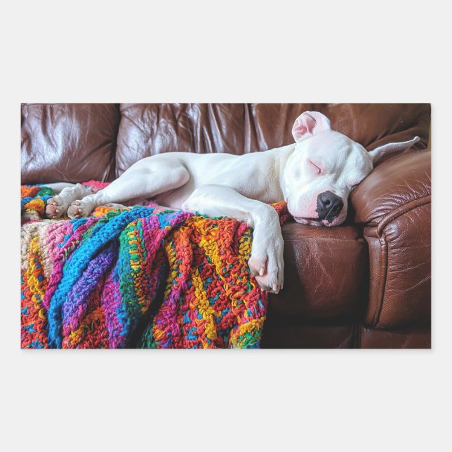 Love Pitbull Dog Sleeping on the Couch Sticker (Front)
