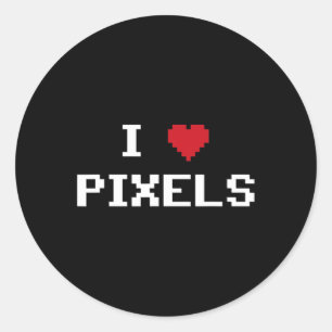 Love Pixels C64 Fans Heart Gaming Shirt Funny Vide Classic Round Sticker
