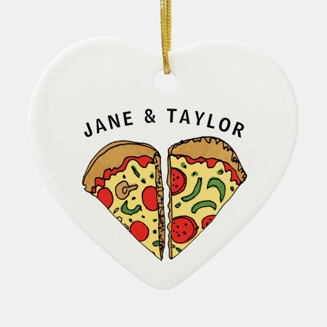 Love Pizza Personalized Ceramic Ornament (Front)