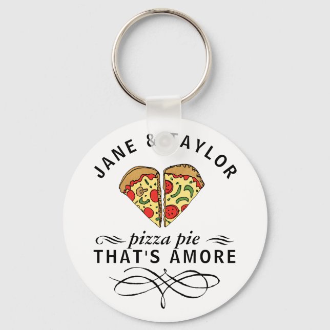 Love Pizza Personalized Keychain (Front)