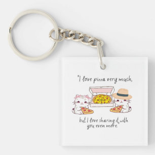 LOVE PIZZA VERY MUCH, CATS KEYCHAIN