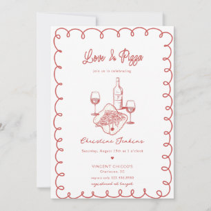 Love & Pizza   Whimsical  Bridal Shower Invitation