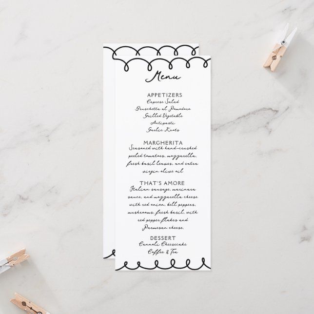 Love & Pizza | Whimsical  Menu (Front/Back In Situ)