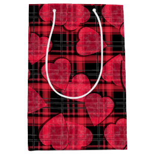 Love plaid medium gift bag
