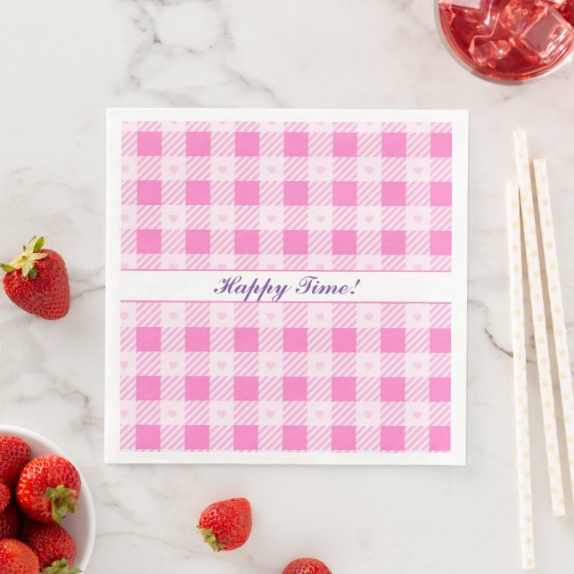 Love Plaid Modern Pink Collection Napkin (Insitu)