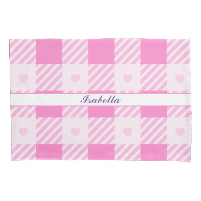 Love Plaid Modern Pink Collection Pillowcase (Front)