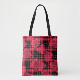 Love plaid tote bag